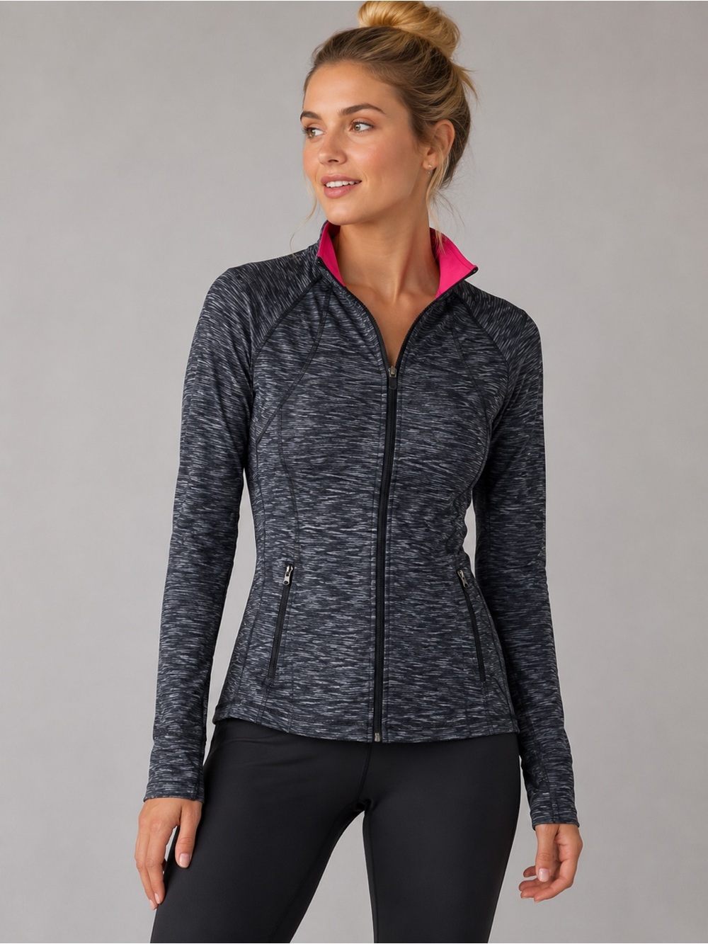 Lululemon Define Zip Up Jacket Charcoal Zip Athletic Jacket with Pink Lining
